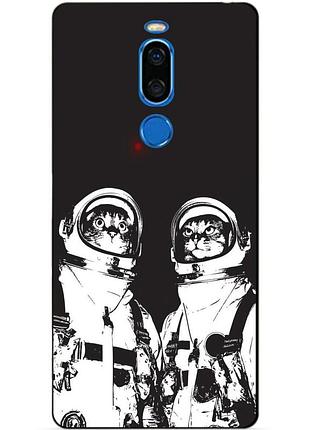 Чехол силиконовый бампер для meizu x8 с рисунком коты астронавты