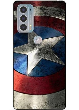 Силиконовый чехол бампер для motorola edge 20 с рисунком капитан америка супергерой marvel