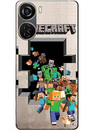 Чехол силиконовый бампер для zte blade v40 design с картинкой minecraft майнкрафт