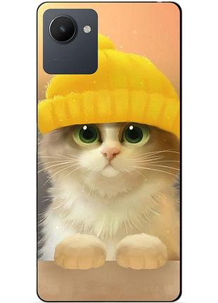 Силіконовий чохол бампер для realme c30s з малюнком котик у шапці