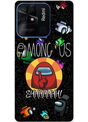 Силиконовый бампер чехол для xiaomi redmi 10c с рисунком among us
