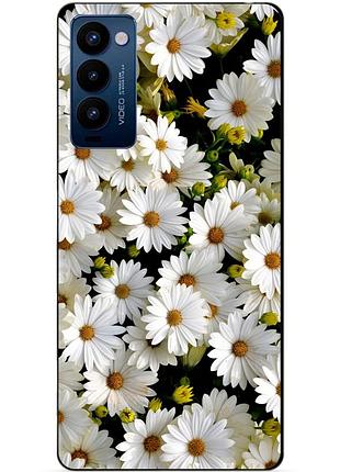 Силиконовий бампер чехол для tecno camon 18p з картинкою ромашки