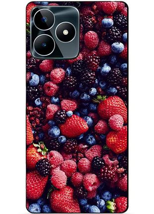 Силиконовый чехол бампер для realme c53 с рисунком ягоды