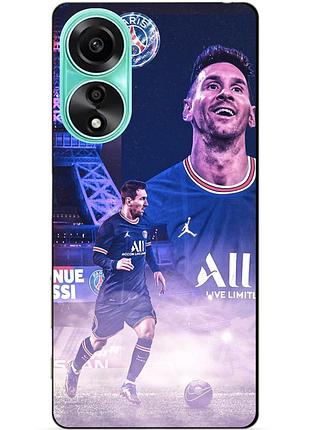 Силиконовый чехол бампер для oppo a78 с рисунком messi psg месси