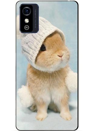 Силіконовий бампер чохол для zte blade l9 з малюнком зайчик у шапці