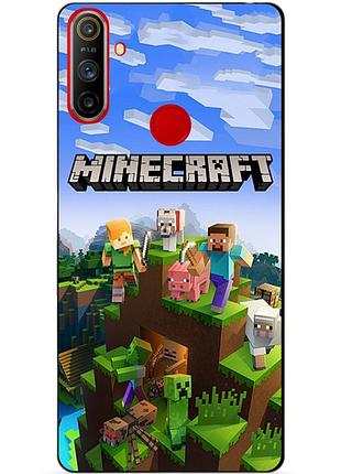 Силиконовый чехол бампер для realme c3 с рисунком minecraft