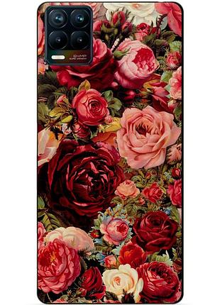 Силиконовый чехол бампер для realme 8 / 8 pro с рисунком красные розы