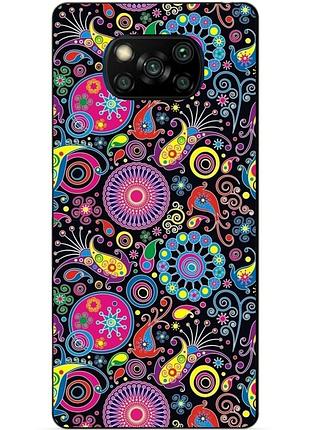 Силиконовый бампер чехол для xiaomi poco x3 с рисунком восточные узоры