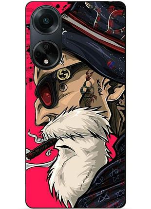 Силиконовый бампер чехол для oppo a98 с рисунком дед хипстер