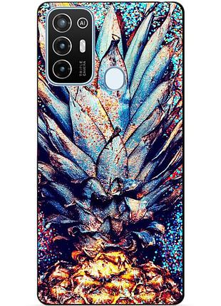 Силиконовый бампер чехол для zte blade a52 с рисунком ананас
