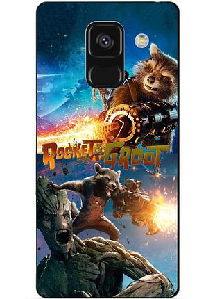 Чехол силиконовый бампер для samsung a8 plus rocket groot ракета грут стражи галактики