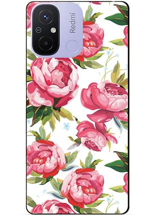 Силіконовий бампер чохол для xiaomi redmi 12c з малюнком півонії