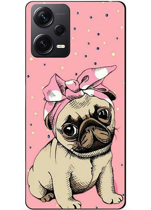 Силиконовый бампер чехол для xiaomi redmi note 12 pro plus с рисунком мопс
