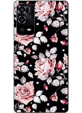 Силиконовый чехол бампер для oppo a55 с рисунком розы цветы