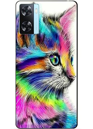 Силиконовый бампер чехол для oppo a57s с рисунком акварельный кот