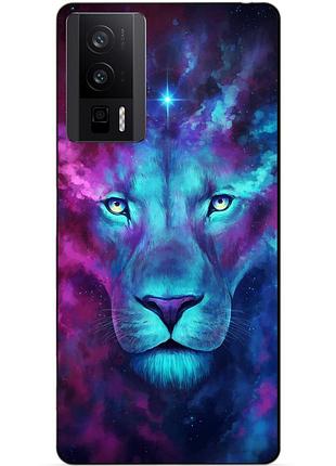 Чехол силиконовый бампер для xiaomi poco f5 pro с рисунком космический лев