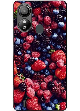 Силиконовый чехол бампер для zte blade l220 с рисунком ягоды