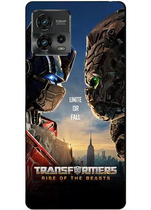 Силіконовий чохол бампер для motorola moto g72 з малюнком звіробої трансформери transformers