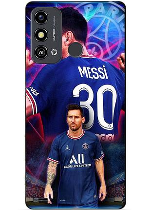 Силиконовый чехол бампер для zte blade a53 с рисунком месси псж messi