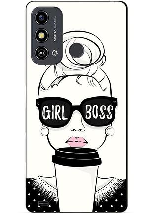 Силиконовый чехол бампер для zte blade a53 с рисунком girl boss