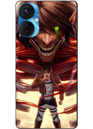Силиконовый бампер чехол для tecno spark 9 pro с рисунком attack on titan