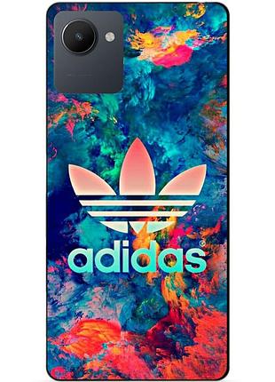 Силиконовый чехол бампер для realme c30s с рисунком адидас