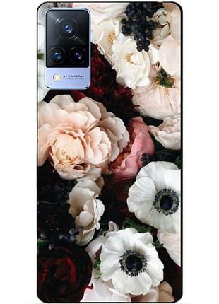 Силиконовый бампер чехол для vivo v21 с рисунком маки