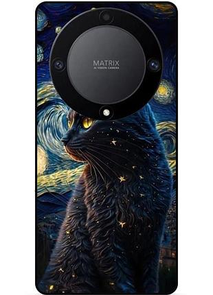 Чехол силиконовый бампер для huawei honor magic 6 lite с рисунком кошечка ван гог звездная ночь