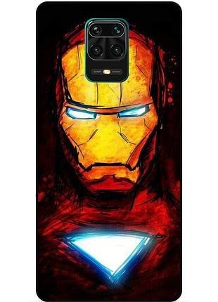 Силіконовий бампер чохол для xiaomi redmi note 9s з малюнком marvel марвел залізна людина iron man