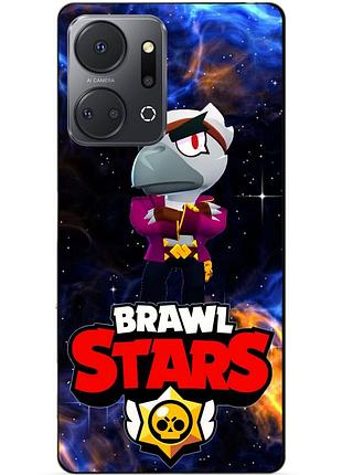 Силіконовий бампер чохол для huawei honor x7a з героим космічний бравл білий ворон