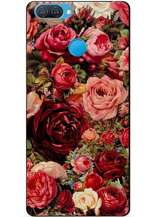Силиконовый бампер чехол для oppo a12 a5s с рисунком красные розы