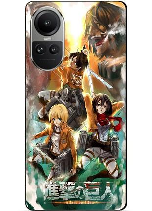 Силиконовый чехол бампер для oppo reno 10 с рисунком атака на титанов attack on titan