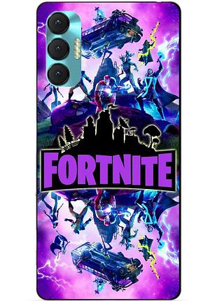 Силиконовый бампер чехол для tecno spark 8p с рисунком fortnite marvel