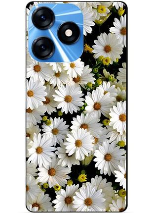 Силіконовий чохол бампер для tecno spark 10 з малюнком ромашки квіти