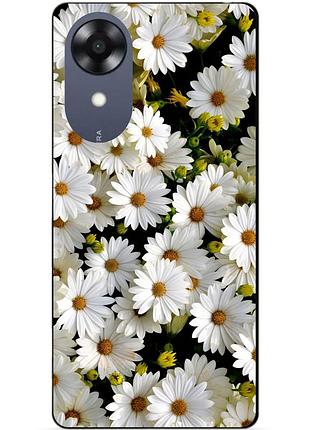 Силиконовый чехол бампер для oppo a17k с рисунком ромашки цветы