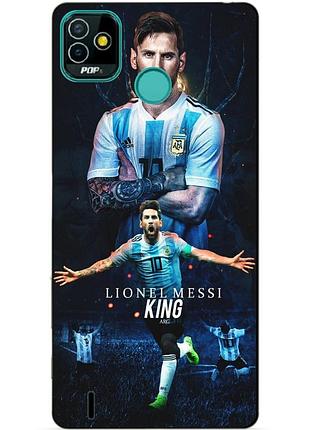 Силиконовый бампер чехол для tecno pop 5 (bd2) с рисунком messi аргентина