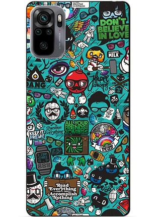 Силиконовый бампер чехол для xiaomi redmi note 10s / note 10 с рисунком стикеры