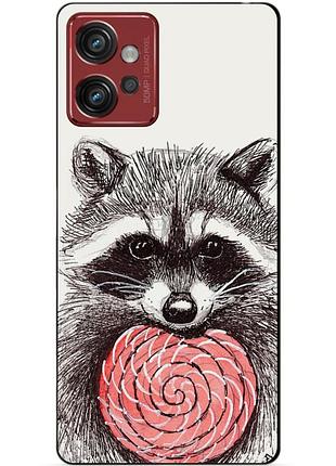 Силиконовый чехол бампер для motorola moto g32 с рисунком енот