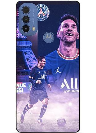 Силиконовый чехол бампер для motorola moto e20 с рисунком messi psg месси