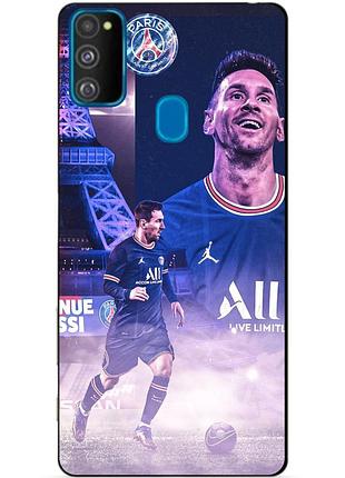 Силиконовый бампер чехол для samsung m21 galaxy m215f с рисунком messi psg
