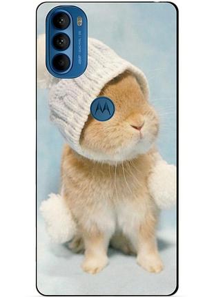 Силіконовий чохол бампер для motorola moto g41 з малюнком зайчик у шапці