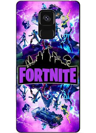 Чехол силиконовый бампер для samsung a8 plus с рисунком fortnite marvel фортнайт марвел