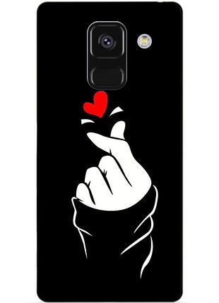 Чехол силиконовый бампер для samsung a8 plus с рисунком знак любви