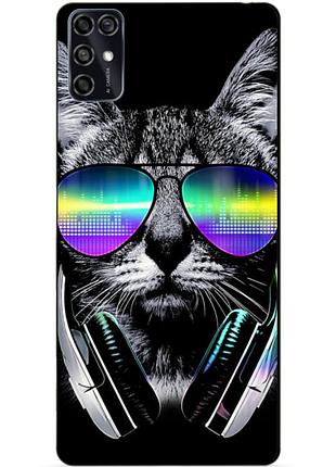 Чехол силиконовый бампер для zte blade v2020 smart с рисунком музыкальный кот
