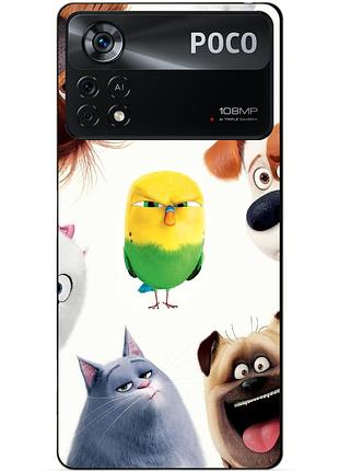 Силиконовый бампер чехол для xiaomi poco x4 pro 5g с рисунком тайная жизнь домашних животных