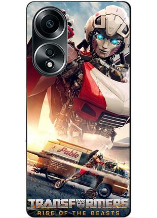 Силиконовый бампер чехол для oppo a58 с рисунком трансформеры transformers звероботы 3