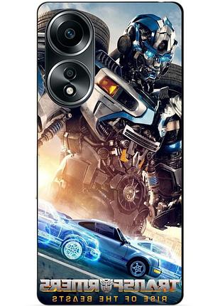 Силиконовый бампер чехол для oppo a58 с рисунком трансформеры transformers звероботы 6