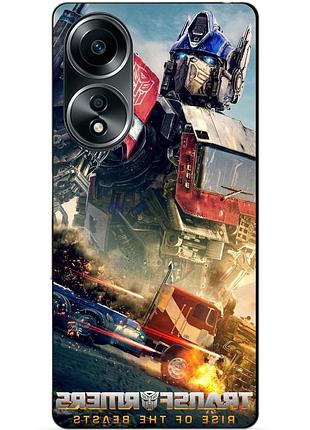 Силиконовый бампер чехол для oppo a58 с рисунком трансформеры transformers звероботы 7
