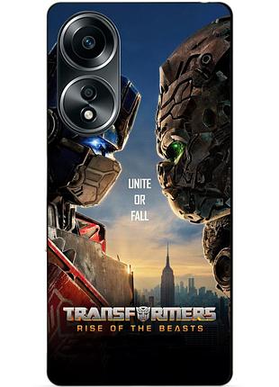 Силиконовый бампер чехол для oppo a58 с рисунком трансформеры transformers звероботы 8