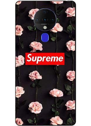 Силіконовий бампер чохол для tecno spark 6 з малюнком supreme